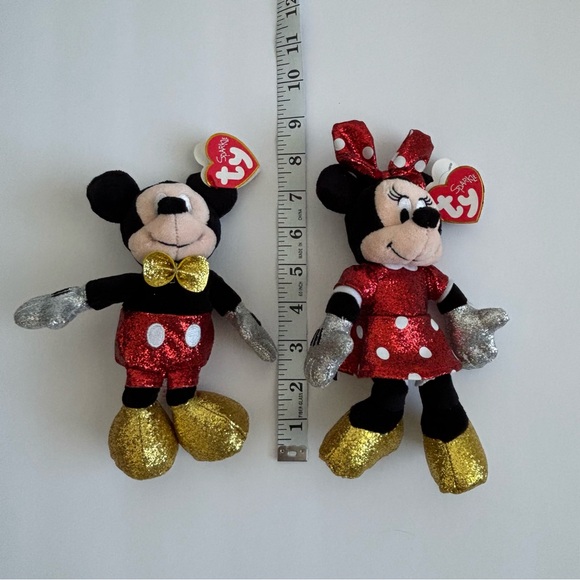 Ty Sparkle Disney Mickey Mouse and Minnie Mouse Beanie Babies Set NWT - Picture 2 of 16